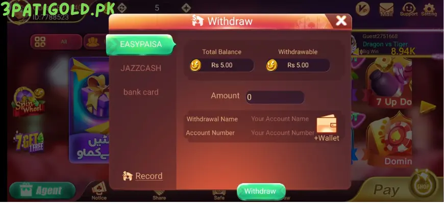 3 Patti Gold Withdrawal Money