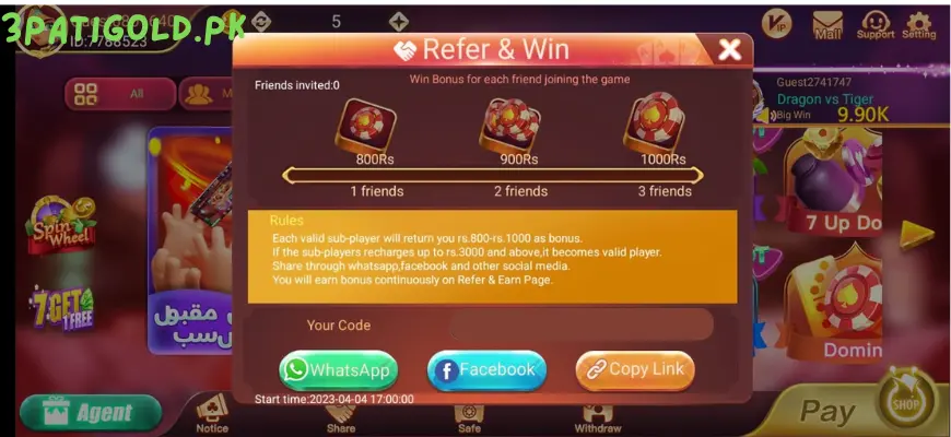 Teen Patti Gold Refer and Earn
